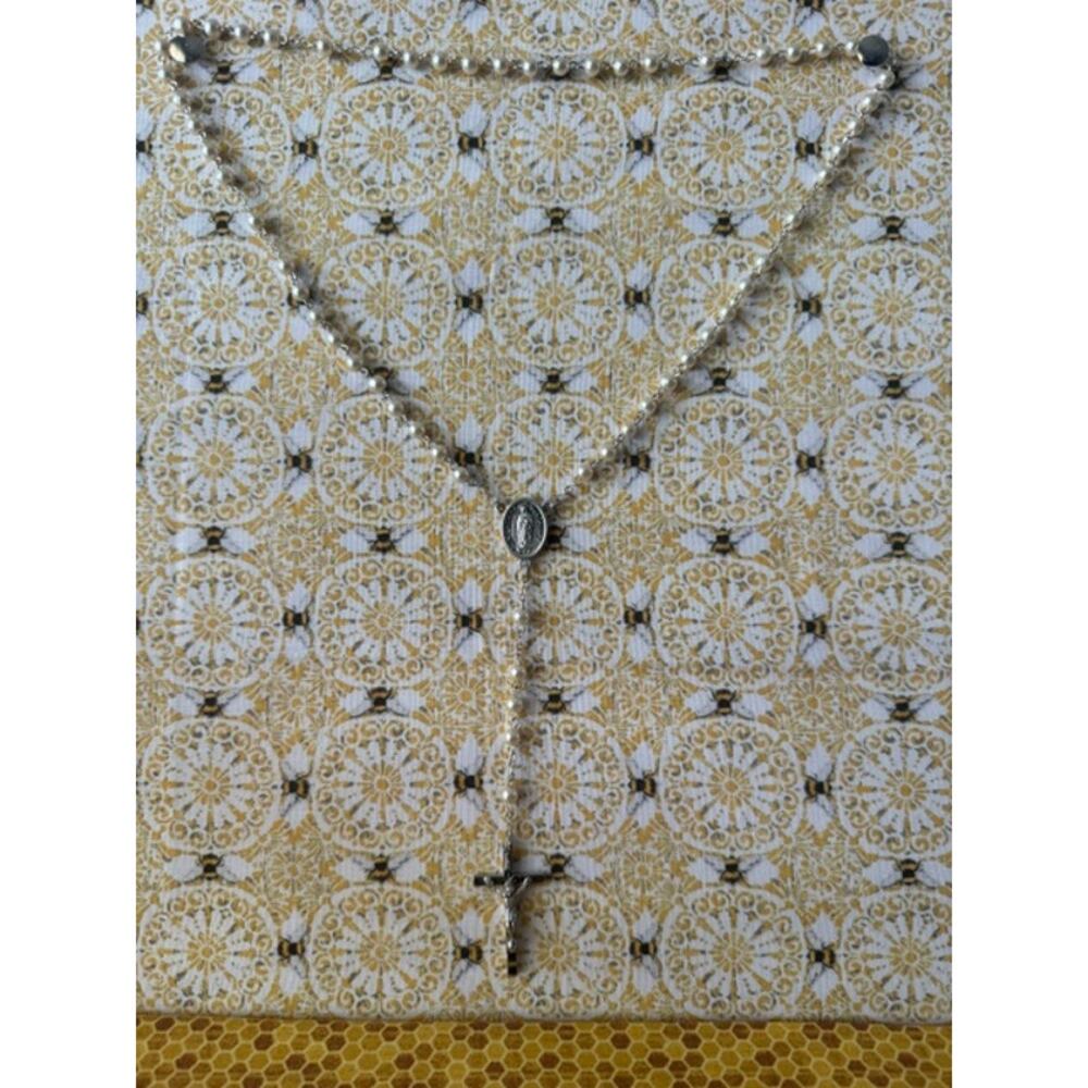 ITALY ROSARY NECKLACE WITH WHITE PEARLS